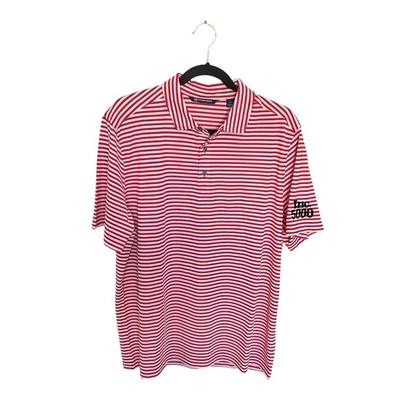 Cutter & Buck Inc 5000 Men’s Striped Polo in Red/White Size L - Picture 1 of 7